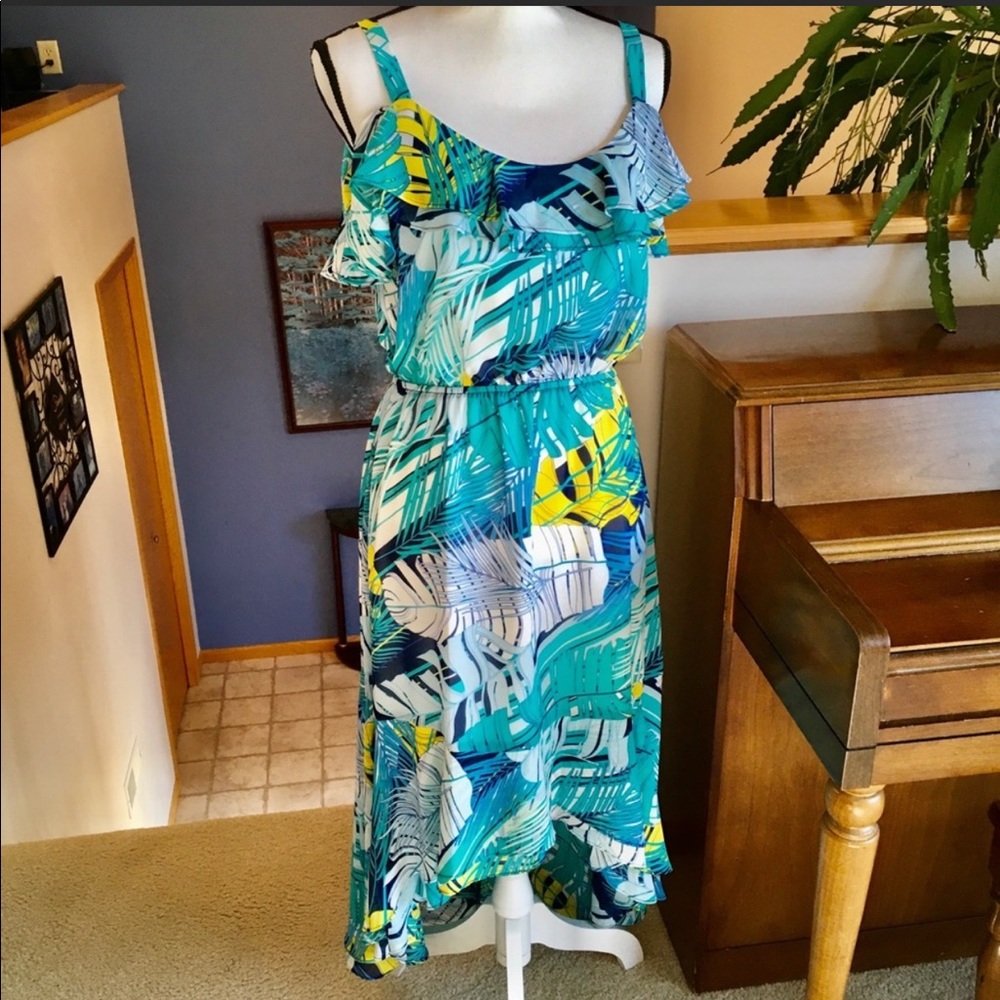 Tropical High Low Dress by Roz & Ali, Size Large